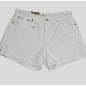 Polo Ralph Lauren Women’s White Eyelet The Sophia Cut Off Denim Shorts Size 14